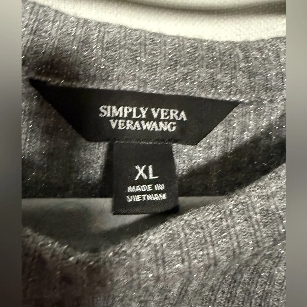 Simply Vera Vera Wang Silver Grey Tie Waist Crewneck Sweater Size XL - Picture 4 of 9